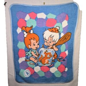Flintstones Blanket Pebbles Bam Bam Vintage 41 in. X 51 in. Soft Thick Fleece